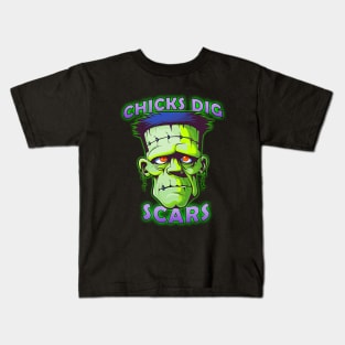 Chicks Dig Scars Frankenstein Happy Halloween Kids T-Shirt